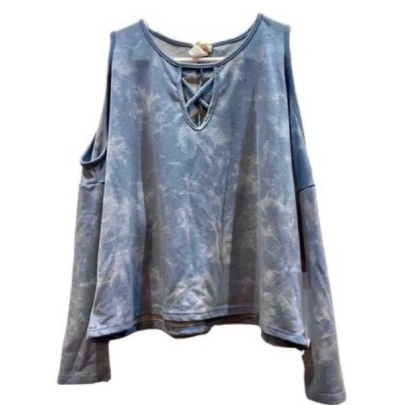 Gray marbled cold shoulder sweatshirt size small - Picture 2 of 5
